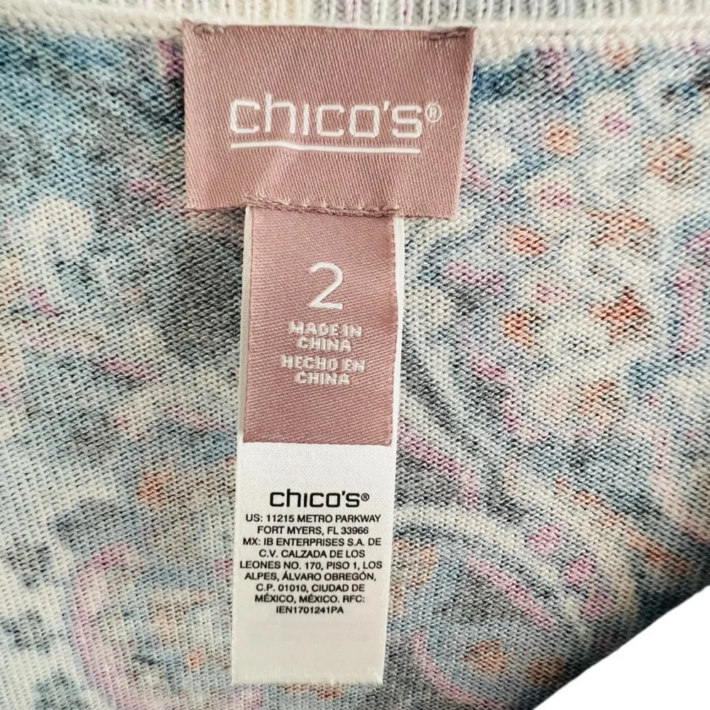 Chico's Vibrant Paisley Long Sleeve Top - Picture 4 of 4